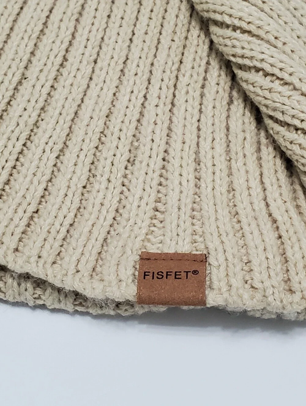 Fisfet Beige Cable Knit Unisex Scarf 72x9.5